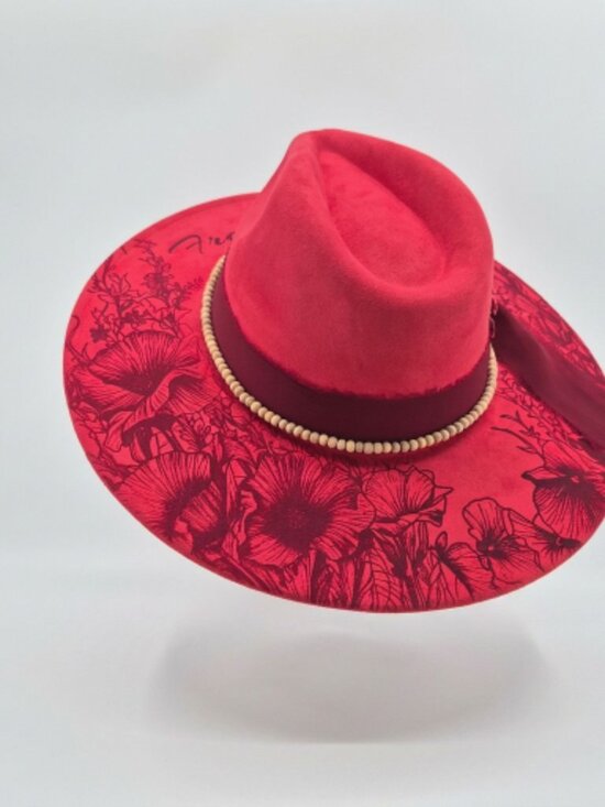 Free Spirit Poppy Flowers – Custom Engraved Western Hat main image 5
